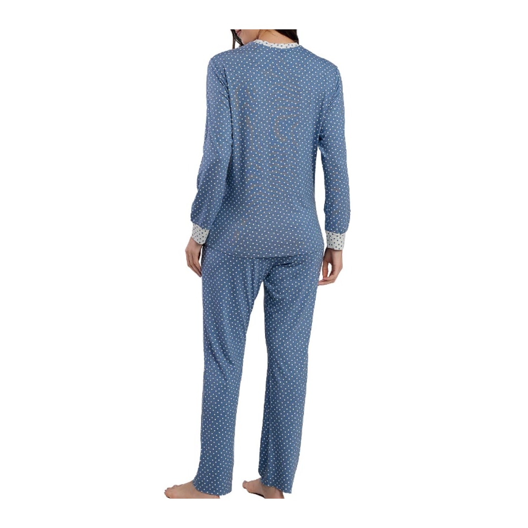 Pijama Podiun Feminino Fechado Inverno 265135 Poa Azul