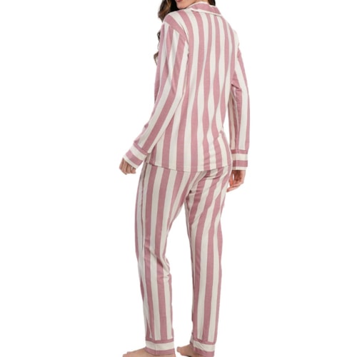 Detalhe - Pijama Podiun Feminino Inverno Listrado 265144 Listrado Seraphina