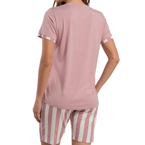 Detalhe - Pijama Podiun Feminino Verão 264142 Listrado Seraphina