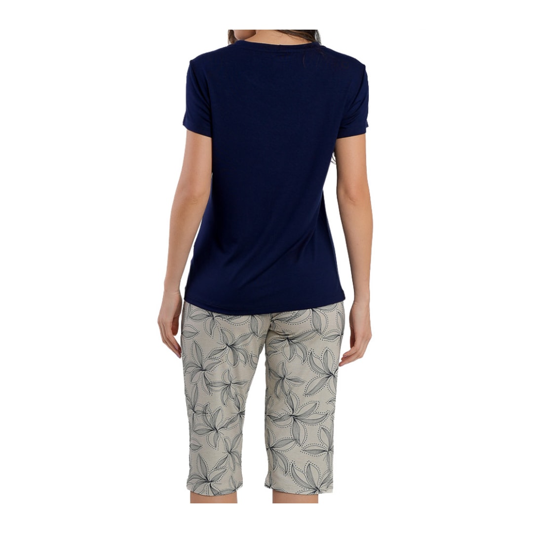 Pijama Podiun Feminino Verão Aberto Capri 265125 Azul Marinho