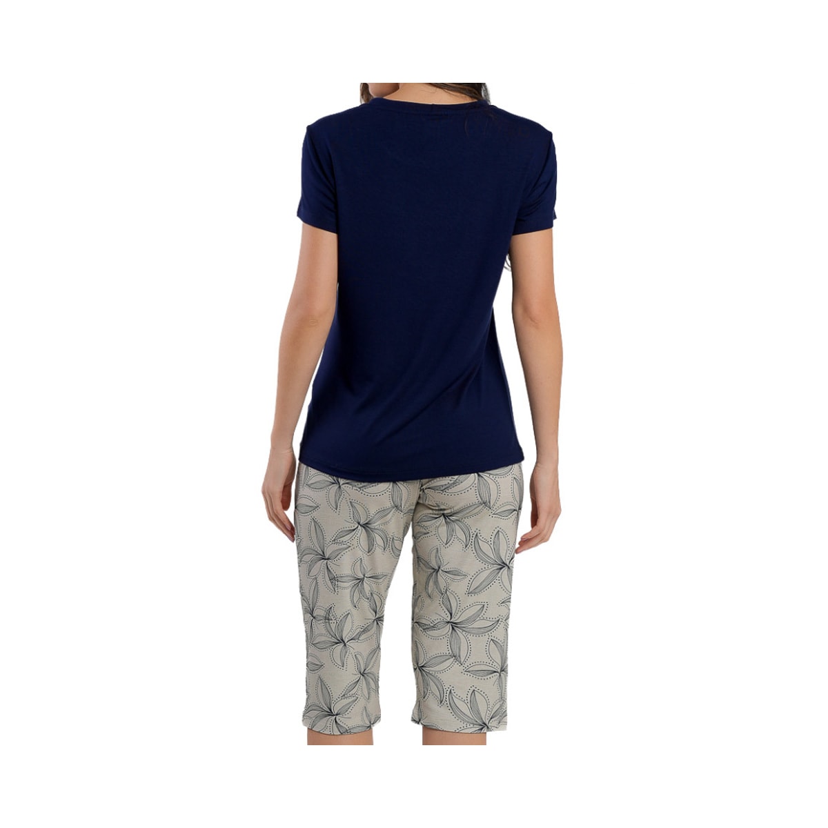 Pijama Podiun Feminino Verão Aberto Capri 265125 Azul Marinho Pijama Podiun Feminino Verão Aberto Capri 265125 Azul Marinho