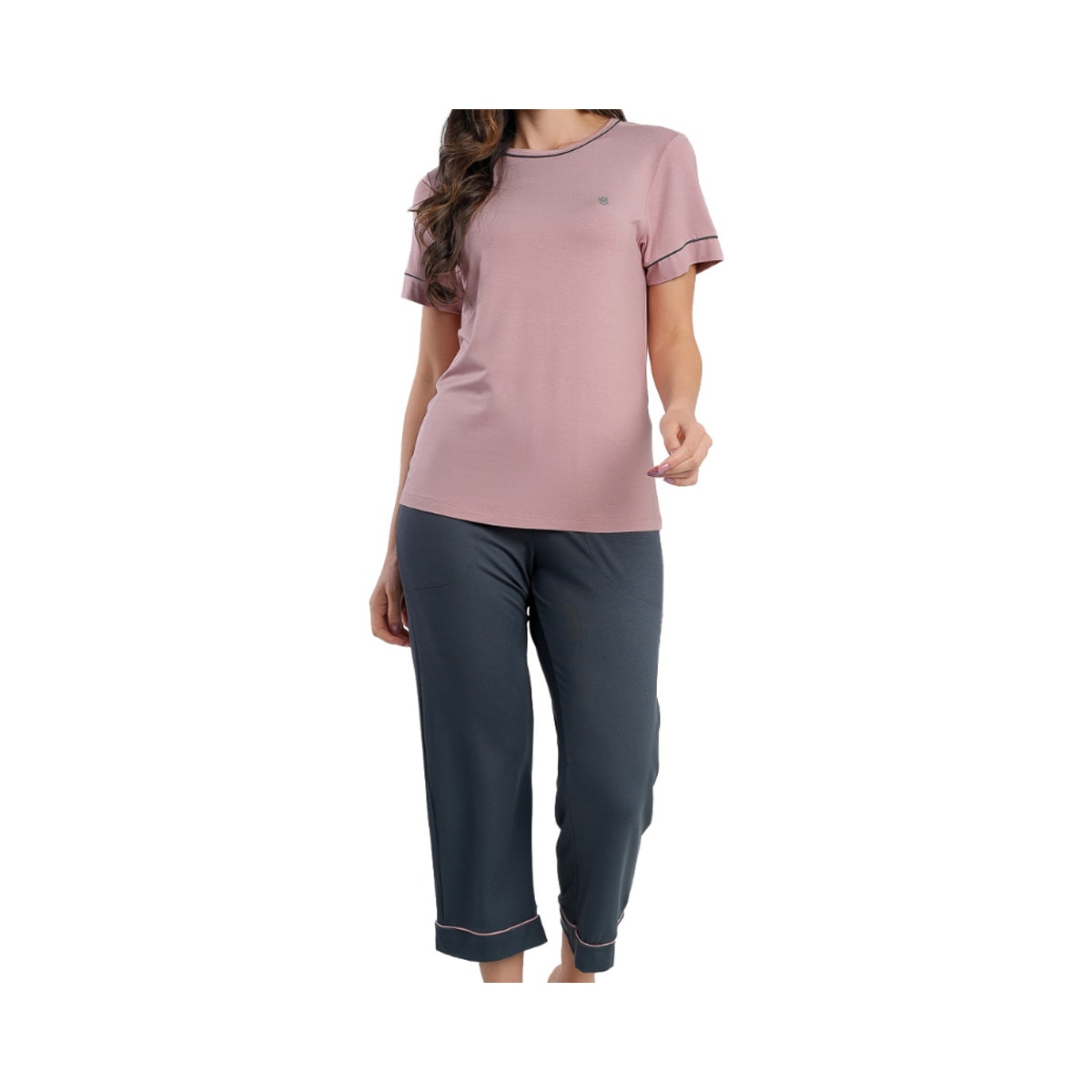 Pijama Podiun Feminino Verão Capri 265112 Rose Seraphina Pijama Podiun Feminino Verão Capri 265112 Rose Seraphina