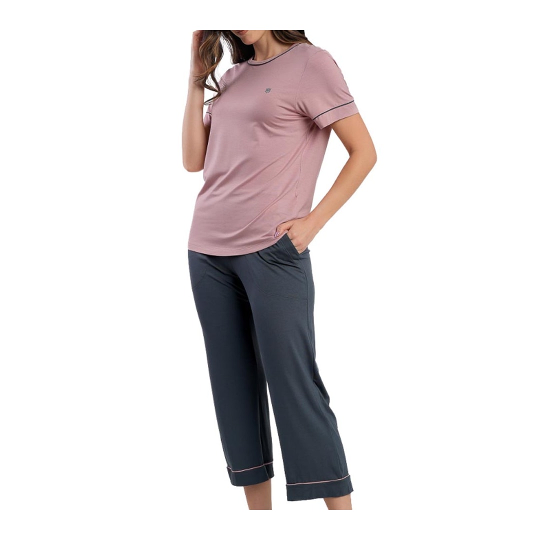 Pijama Podiun Feminino Verão Capri 265112 Rose Seraphina Pijama Podiun Feminino Verão Capri 265112 Rose Seraphina