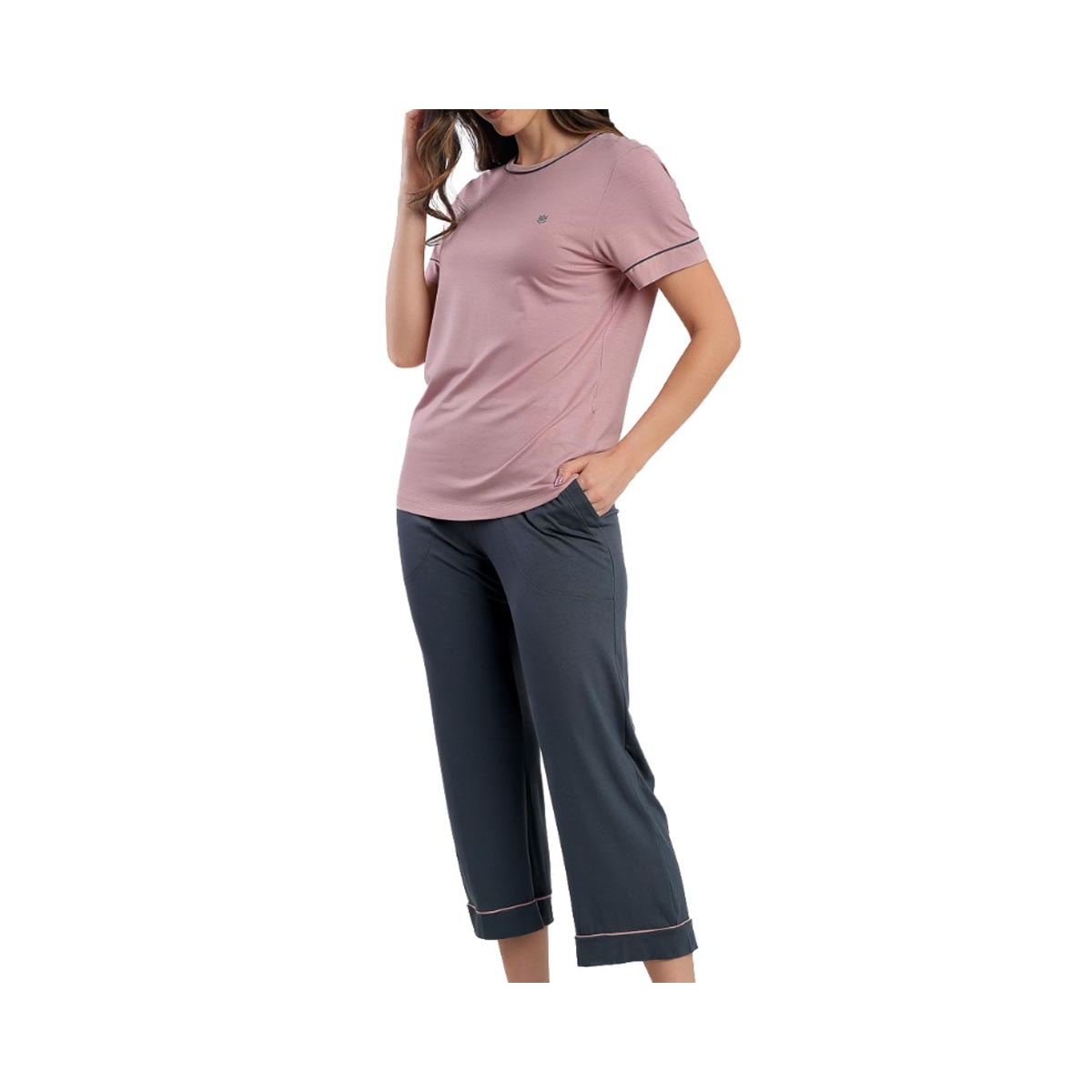 Pijama Podiun Feminino Verão Capri 265112 Rose Seraphina Pijama Podiun Feminino Verão Capri 265112 Rose Seraphina