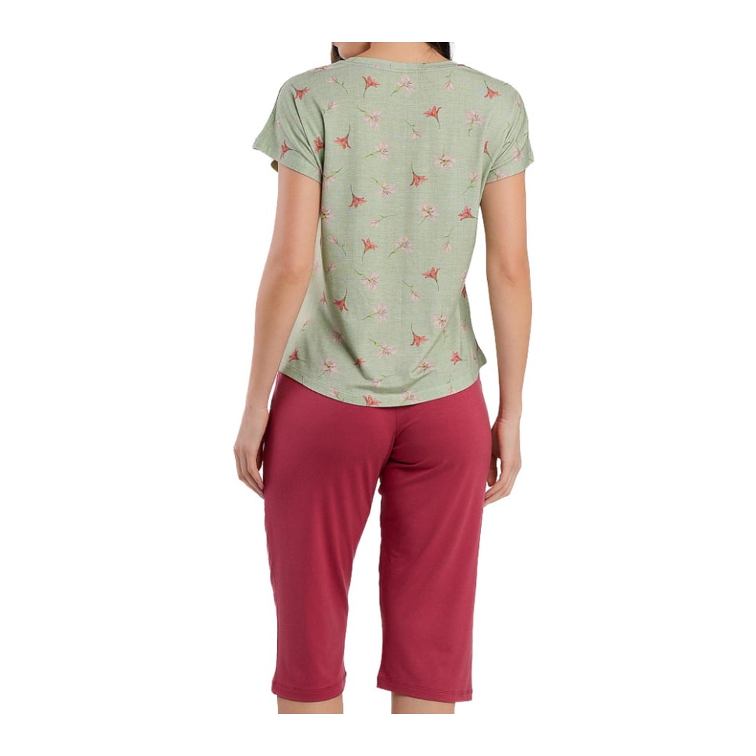 Pijama Podiun Feminino Verão Capri 265121 Floral Lirio Sereno