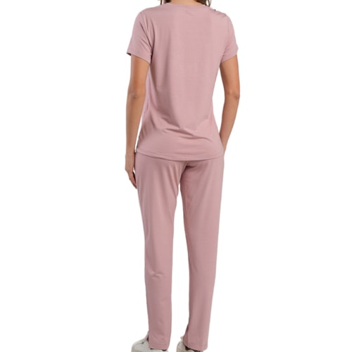 Detalhe - Pijama Podiun Feminino Verão Com Calça 265113 Rose Seraphina