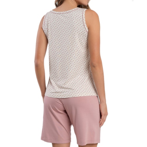 Detalhe - Pijama Podiun Feminino Verão Sem Manga 265140 Poa Seraphina