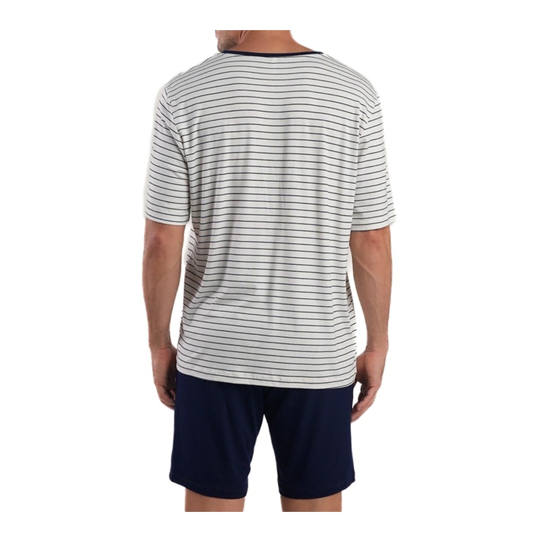 Pijama Podiun Masculino Verão 278037 Off White/Marinho