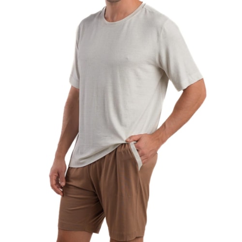Pijama Podiun Masculino Verão 278044 Natural/Marrom