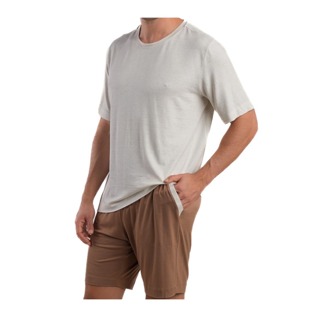Pijama Podiun Masculino Verão 278044 Natural/Marrom Pijama Podiun Masculino Verão 278044 Natural/Marrom