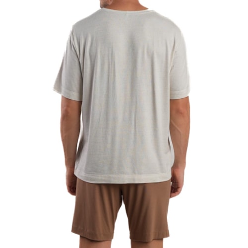 Detalhe - Pijama Podiun Masculino Verão 278044 Natural/Marrom