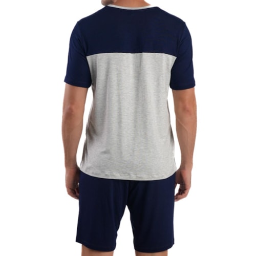 Detalhe - Pijama Podiun Masculino Verão Meia Manga 278036 Marinho