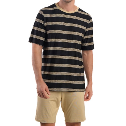 Pijama Podiun Masculino Verão Meia Manga 278040 Preto/Areia