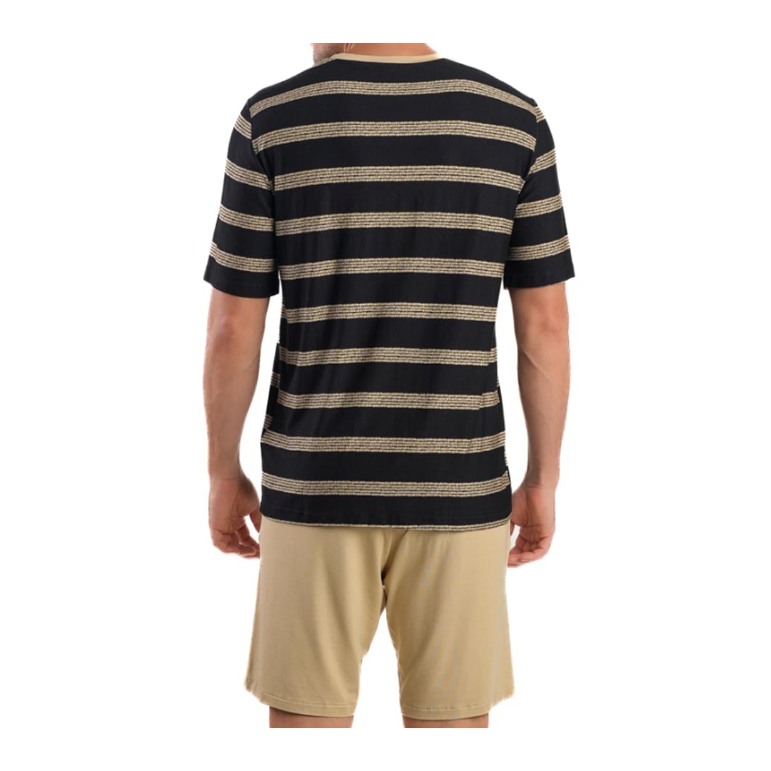 Pijama Podiun Masculino Verão Meia Manga 278040 Preto/Areia Pijama Podiun Masculino Verão Meia Manga 278040 Preto/Areia