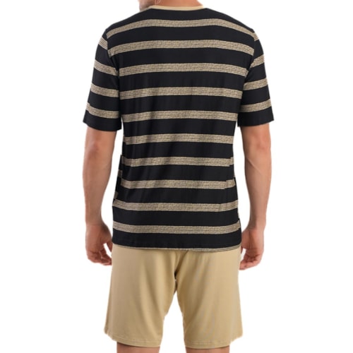 Detalhe - Pijama Podiun Masculino Verão Meia Manga 278040 Preto/Areia