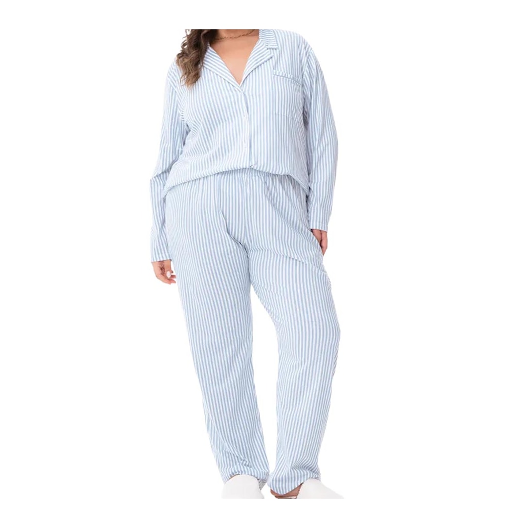 Pijama Zee Rucci Feminino Aberto Inverno Zr3201-050 Azul Listra