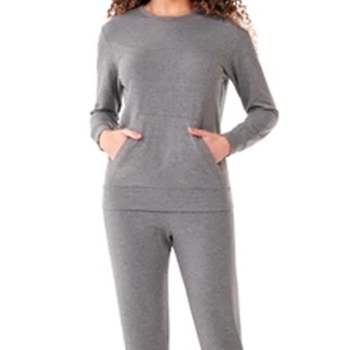 Detalhe - Pijama Zee Rucci Feminino Fechado Inverno Zr3201-025 Mescla Cinza