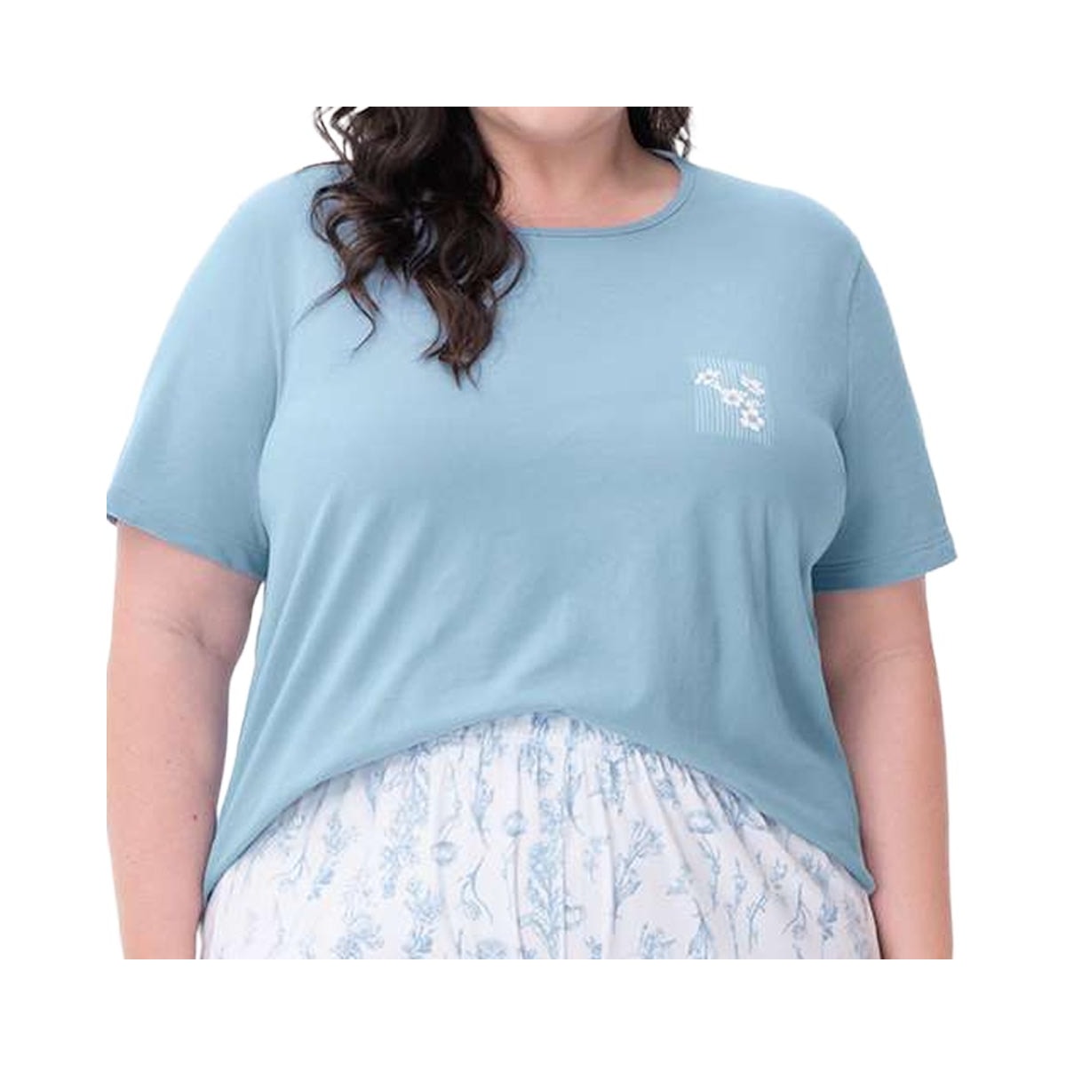 Pijama Zee Rucci Feminino Verão Plus Zr3203-053 Azul Claro