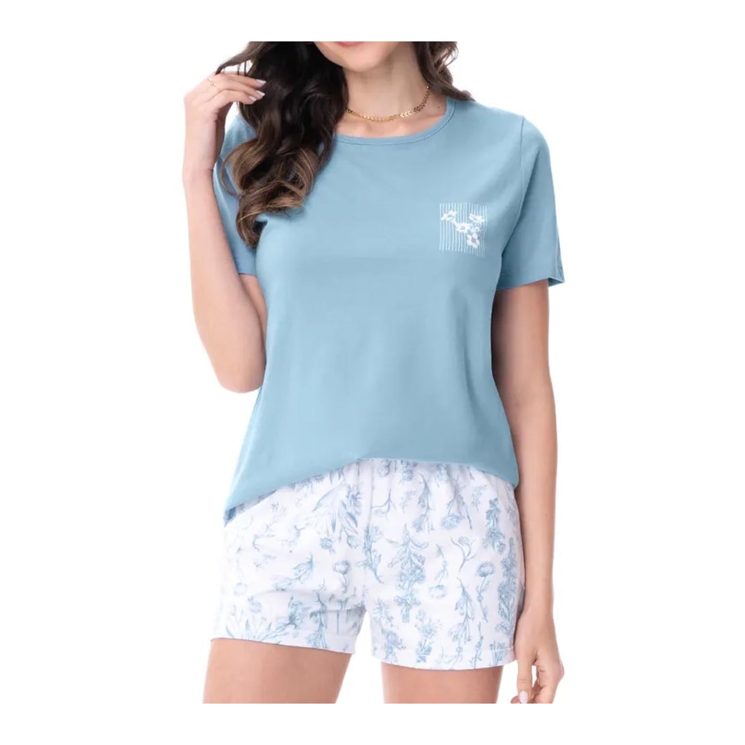 Pijama Zee Rucci Feminino Verão Zr3203-052 Azul Claro Pijama Zee Rucci Feminino Verão Zr3203-052 Azul Claro