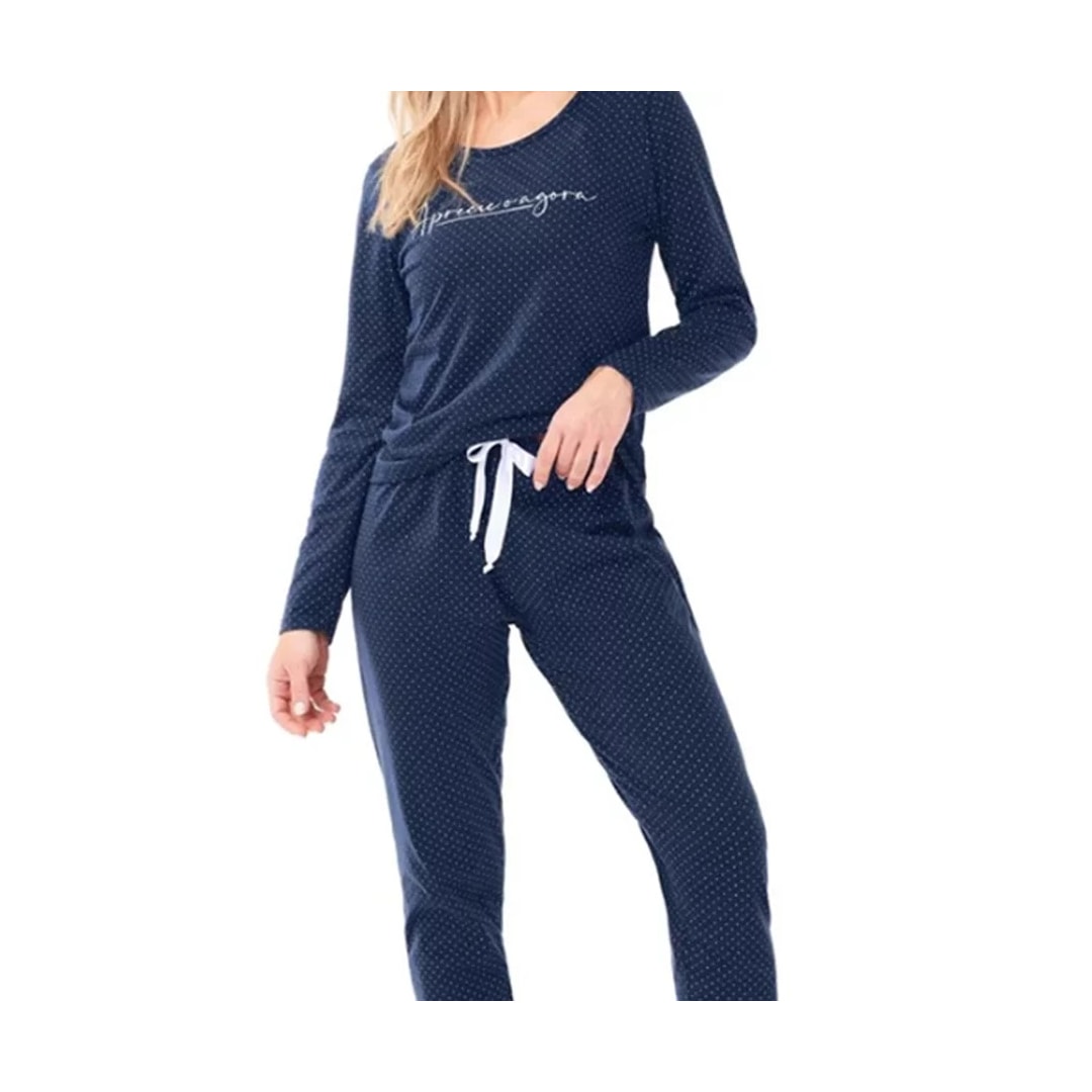 Pijama Zee Rucci Manga Longa Zr3201-021-1766P Marinho/Poá