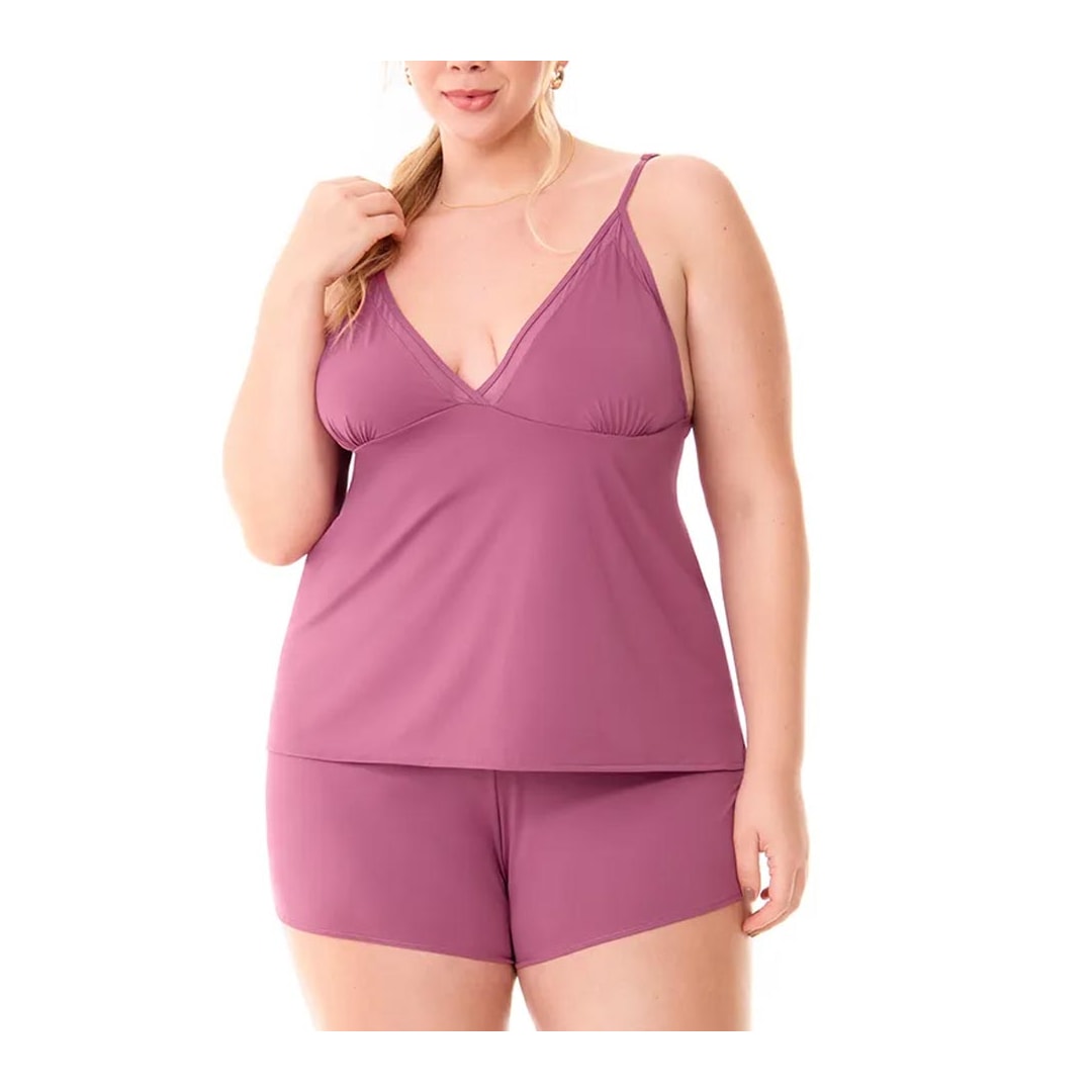 Pijama Zee Rucci Verão Com Shortinho Ze1400-019 C585 Rosa Escuro