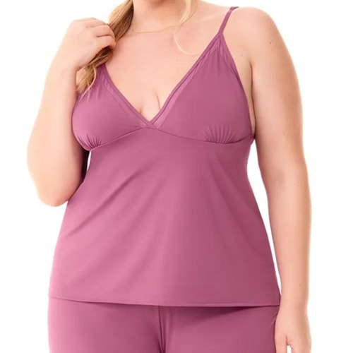 Detalhe - Pijama Zee Rucci Verão Com Shortinho Ze1400-019 C585 Rosa Escuro