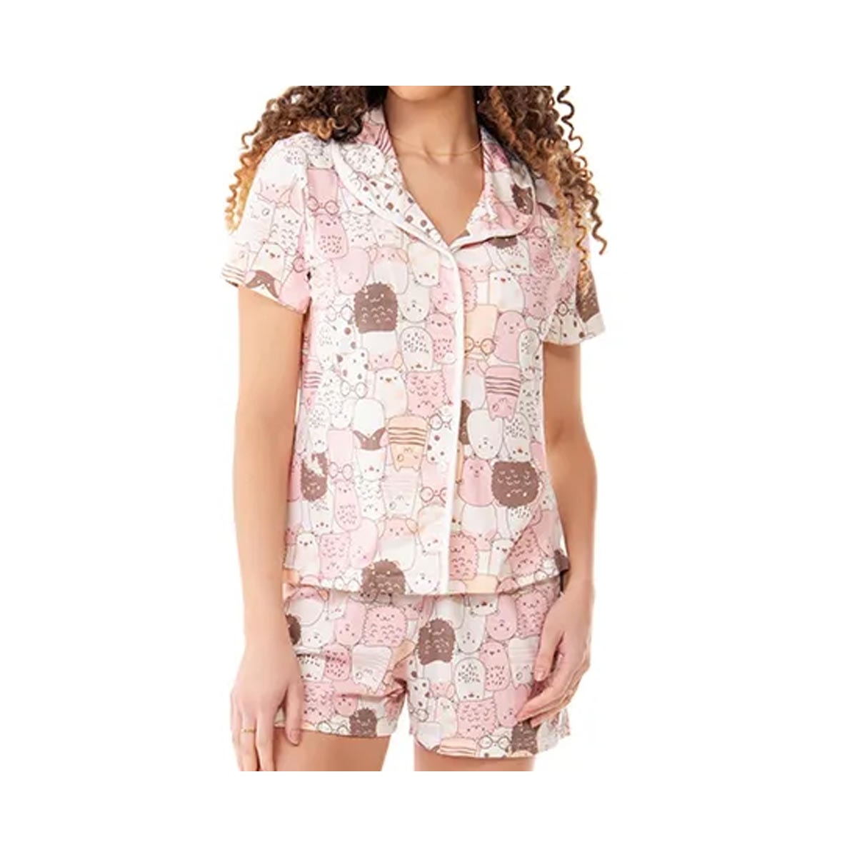 Pijama Zee Rucci Verão Meia Manga Zr3203-041 Gato Pijama Zee Rucci Verão Meia Manga Zr3203-041 Gato