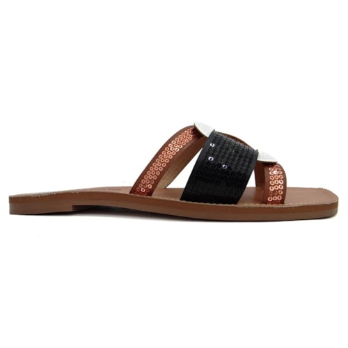 Detalhe - Rasteira Valentina 234013 Branco/Whisky/Preto