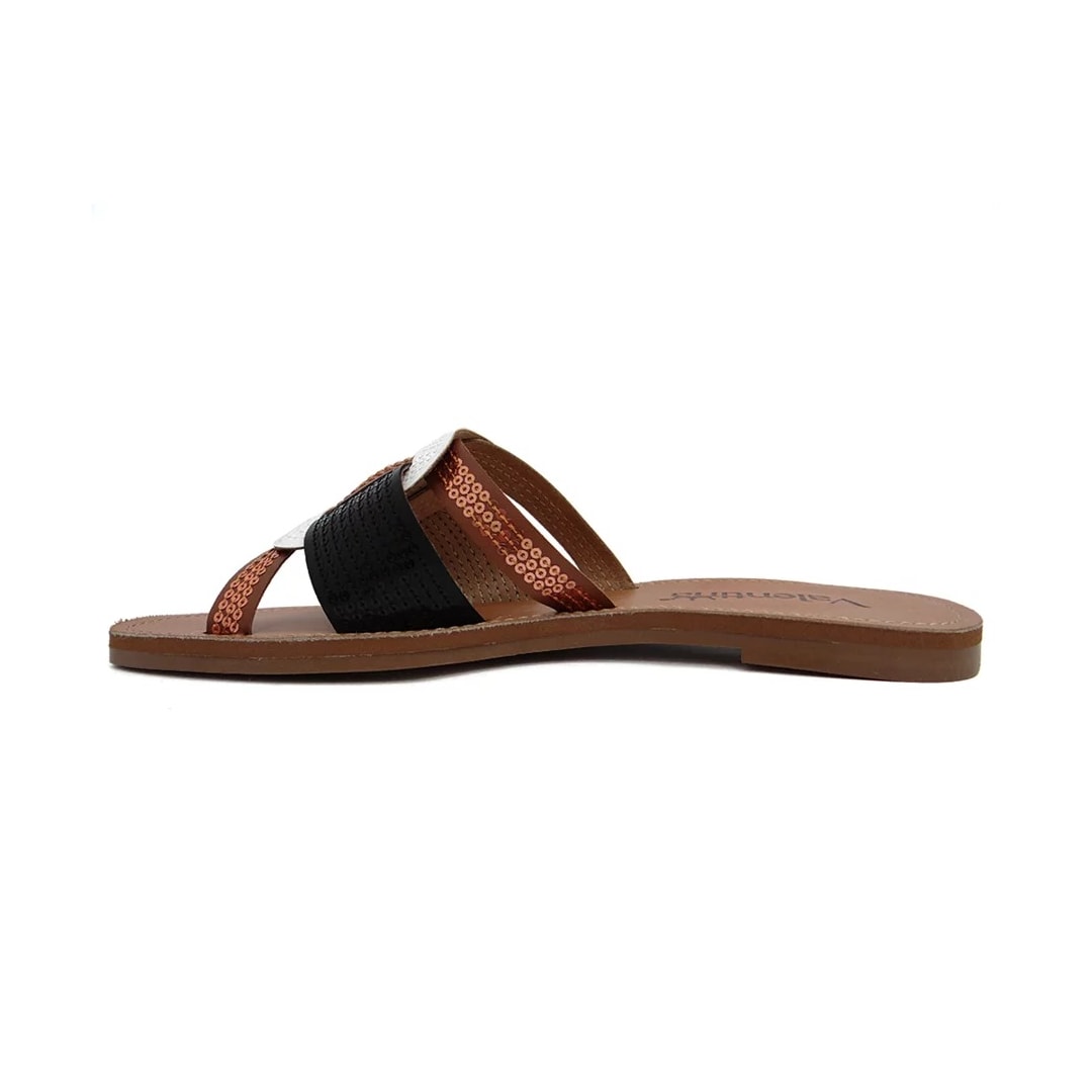 Rasteira Valentina 234013 Branco/Whisky/Preto