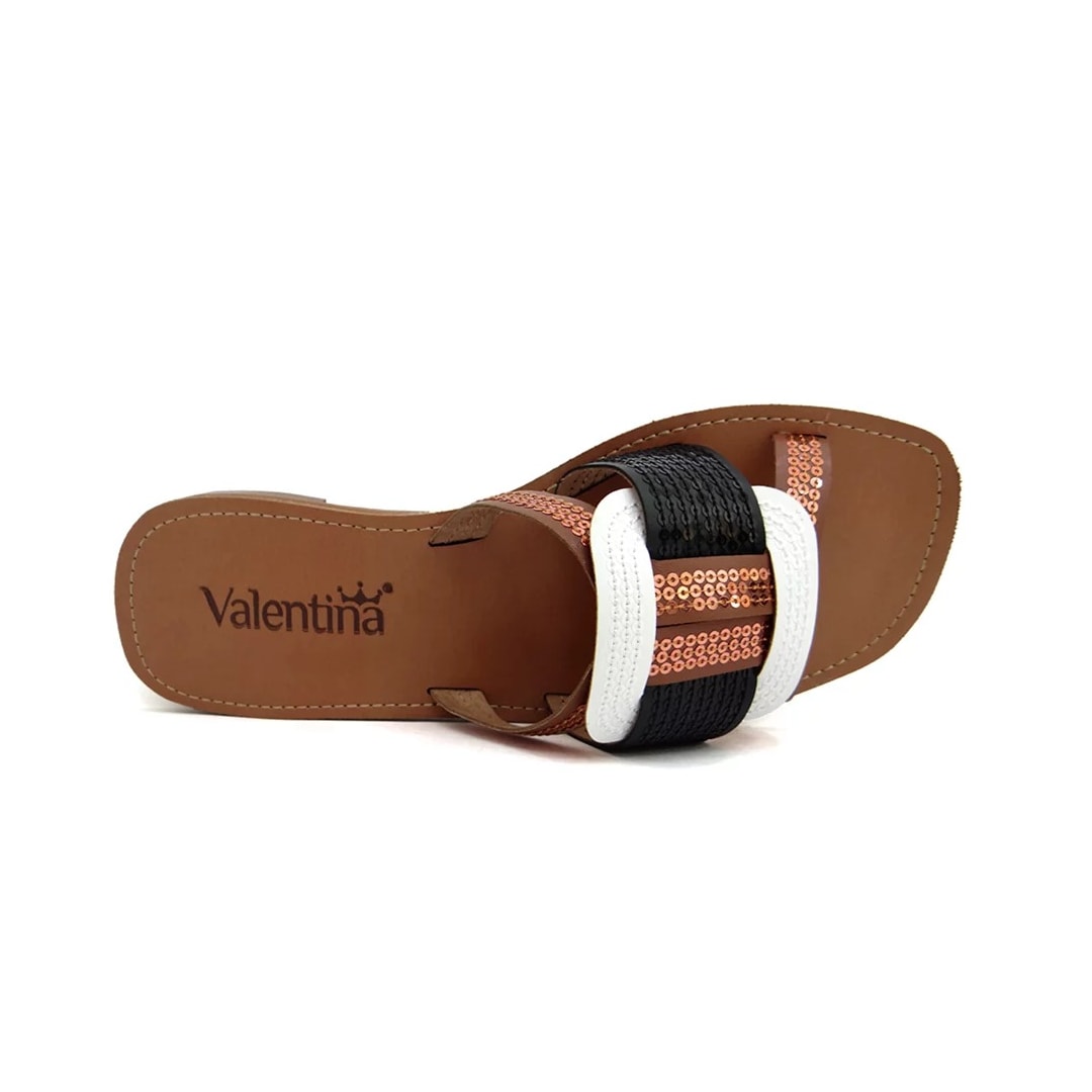 Rasteira Valentina 234013 Branco/Whisky/Preto Rasteira Valentina 234013 Branco/Whisky/Preto