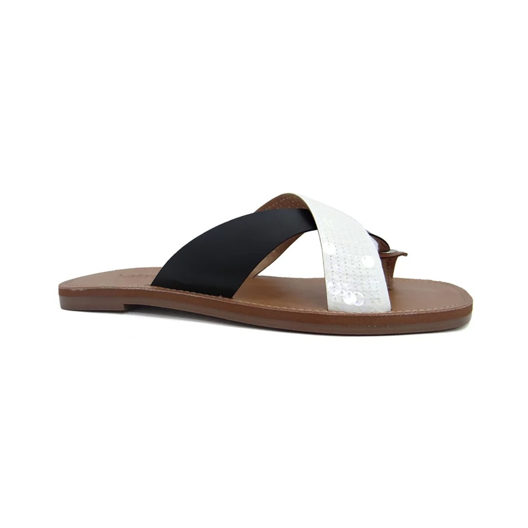 Rasteira Valentina Feminina 234014 Branco/Preto Rasteira Valentina Feminina 234014 Branco/Preto