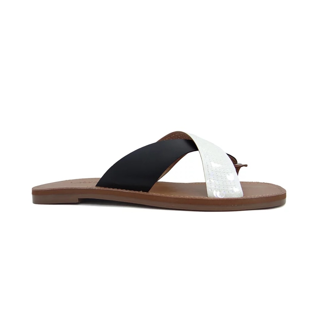 Rasteira Valentina Feminina 234014 Branco/Preto