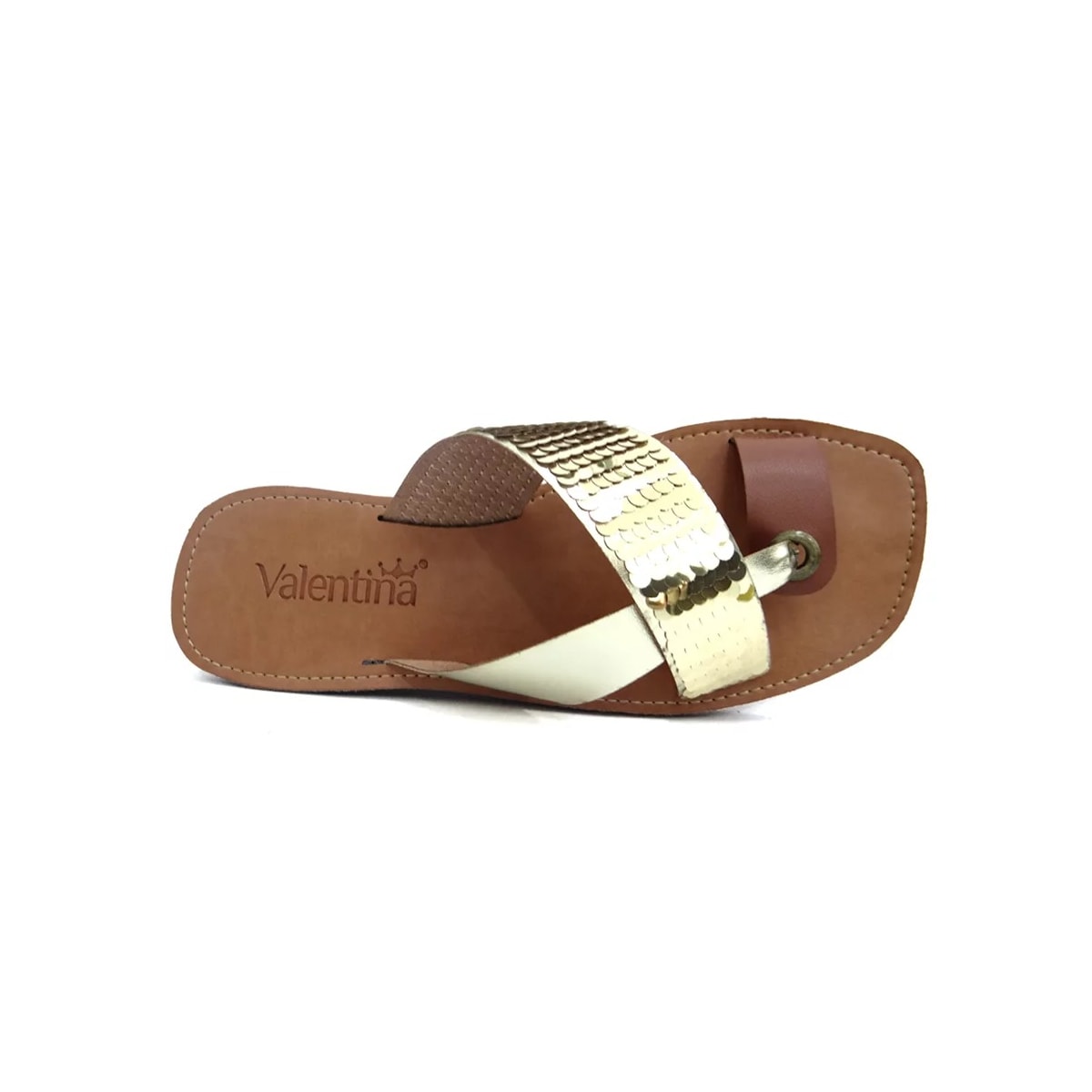 Rasteira Valentina Feminina 234014 Ouro/Whisky