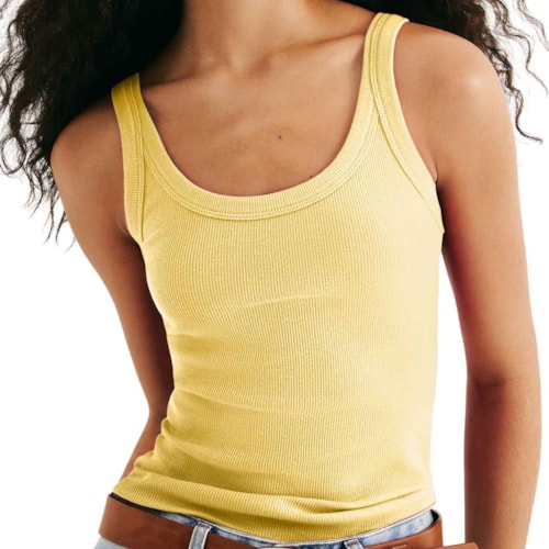 Regata Hering Básica Slim Rib N1TE Amarelo Claro