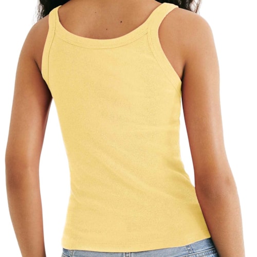 Detalhe - Regata Hering Básica Slim Rib N1TE Amarelo Claro