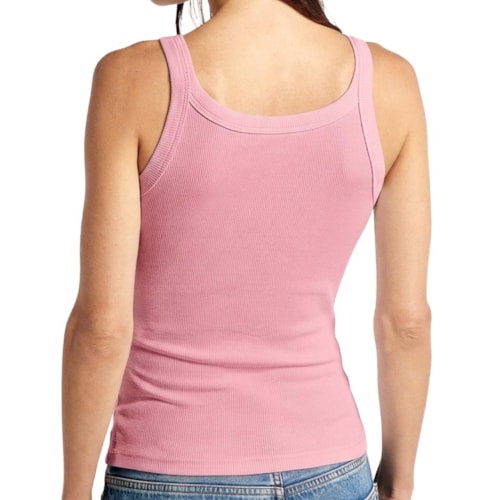 Detalhe - Regata Hering Básica Slim Rib N1TE Rosa