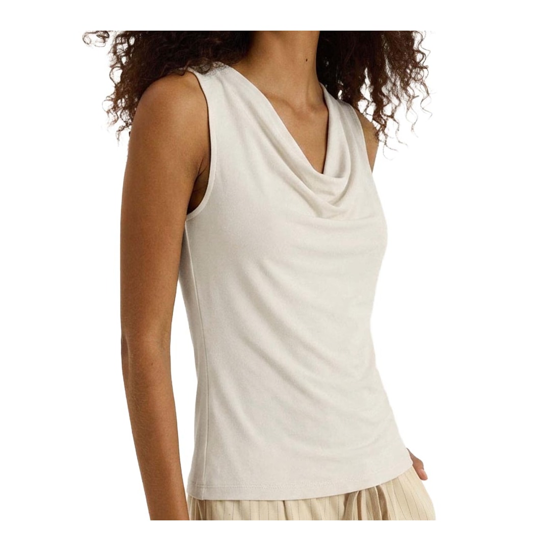 Regata Hering Feminina Malha Decote Degagê 4AV2 Off White