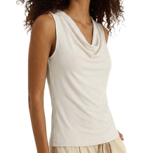 Regata Hering Feminina Malha Decote Degagê 4AV2 Off White