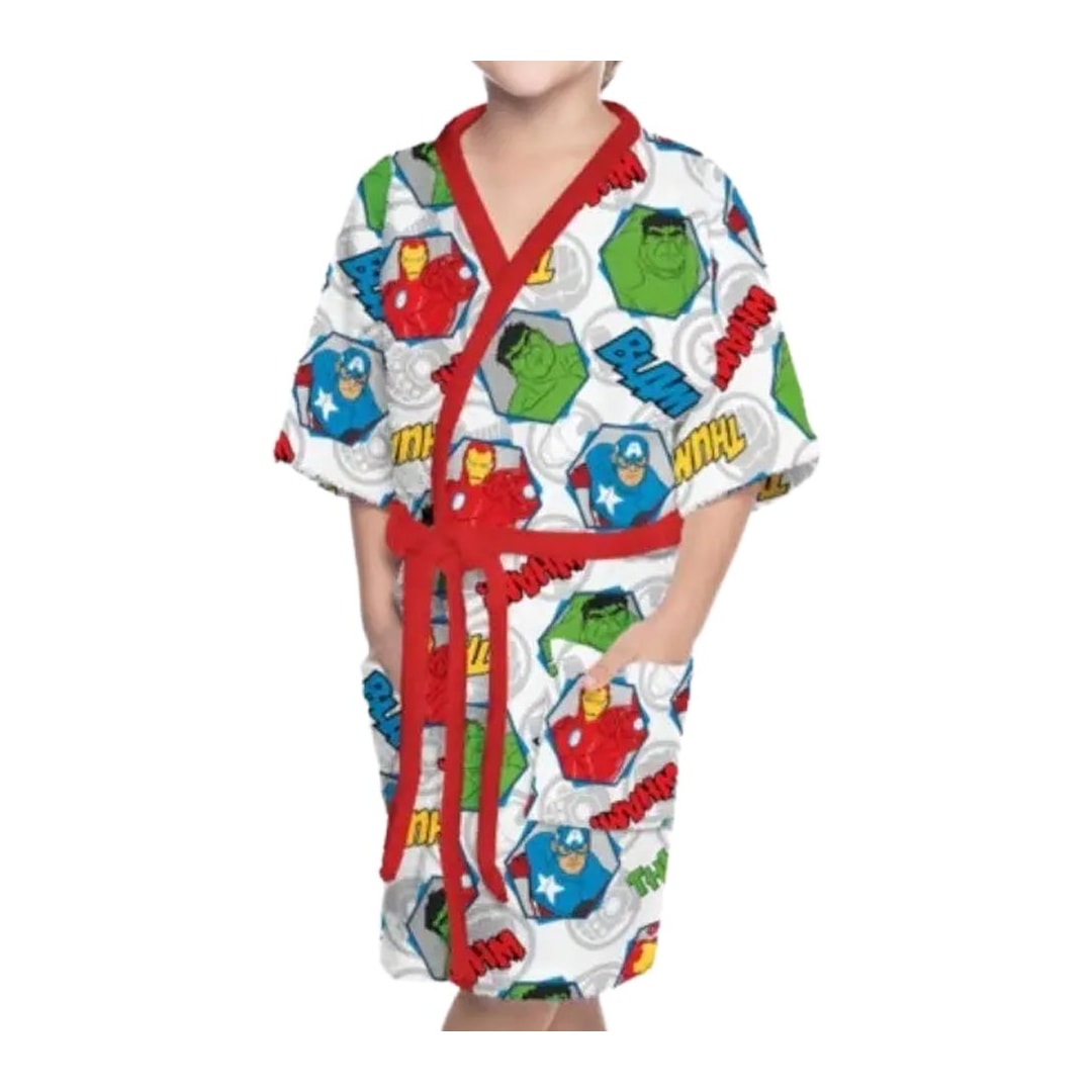 Roupao Lepper Infantil Felpudo Quimono Avengers Cinza