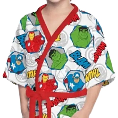 Detalhe - Roupao Lepper Infantil Felpudo Quimono Avengers Cinza
