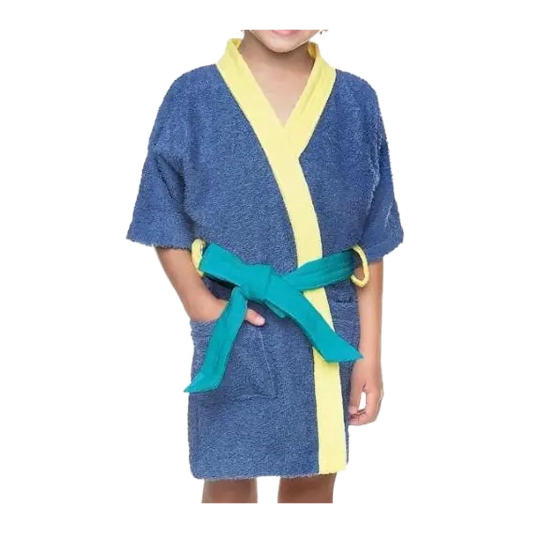 Roupao Lepper Infantil Felpudo Quimono Colorê Azul Roupao Lepper Infantil Felpudo Quimono Colorê Azul