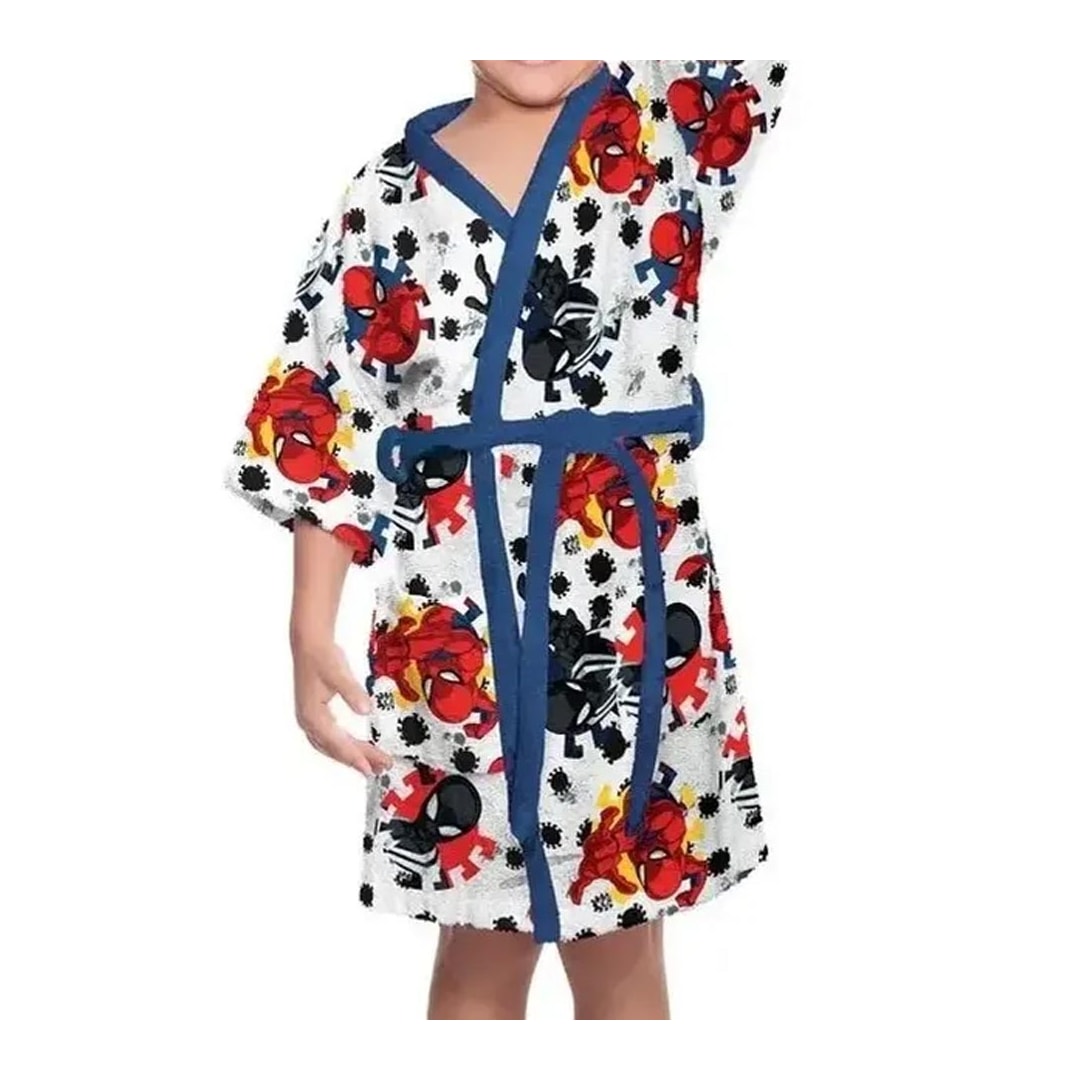 Roupao Lepper Infantil Felpudo Quimono Spider Man Azul