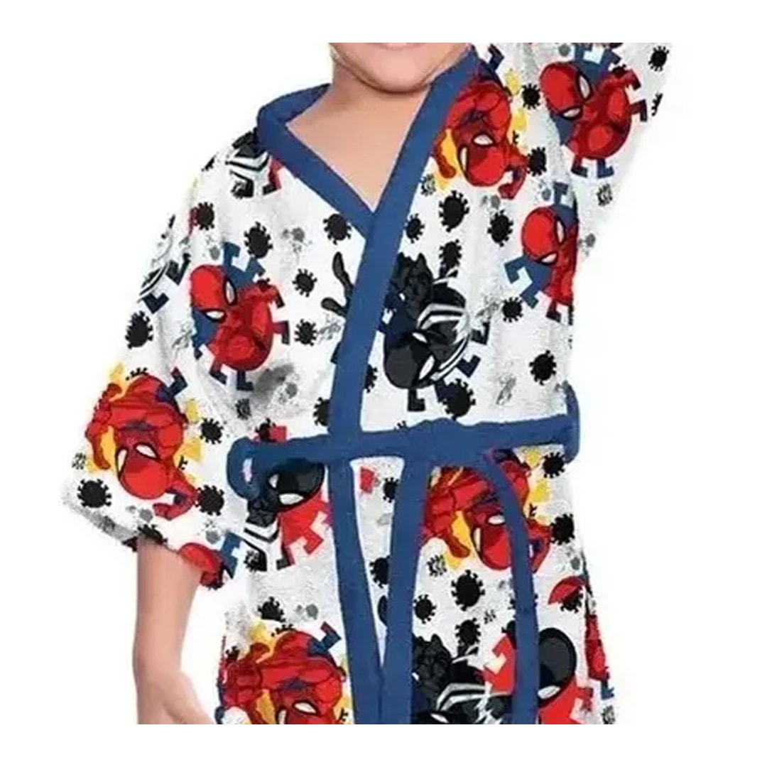 Roupao Lepper Infantil Felpudo Quimono Spider Man Azul Roupao Lepper Infantil Felpudo Quimono Spider Man Azul