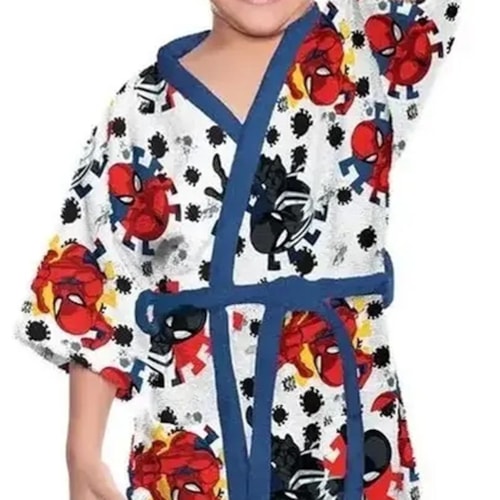 Detalhe - Roupao Lepper Infantil Felpudo Quimono Spider Man Azul