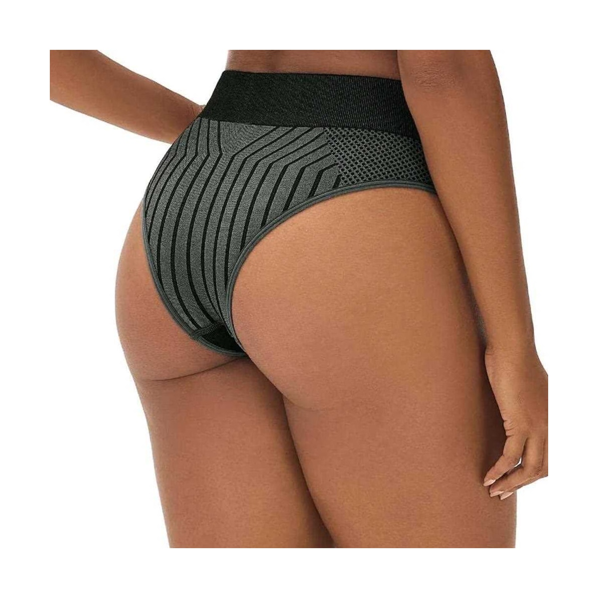 Roupas Feminino Zee Rucci Calcinha Tanga Jacquard Sem Costura Zr0201-096 V03 Preto/Chumbo