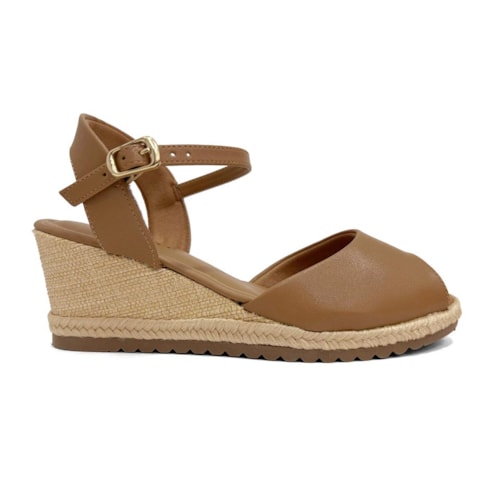 Detalhe - Sandália Bebecê Feminina Anabela T5828-181 Mocha