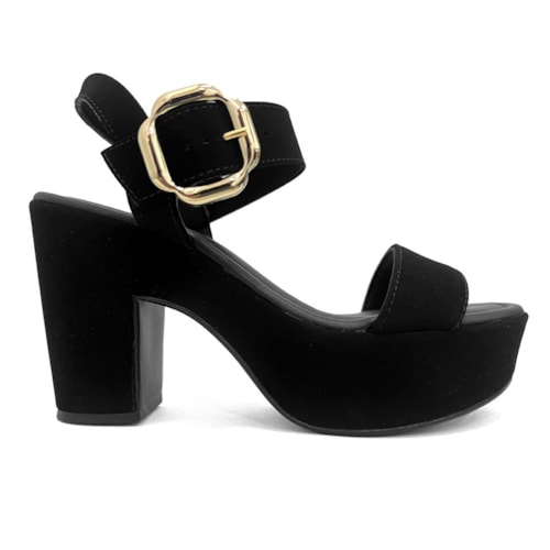 Detalhe - Sandália Bebecê Meia Pata Salto Bloco T5118-148 Preto