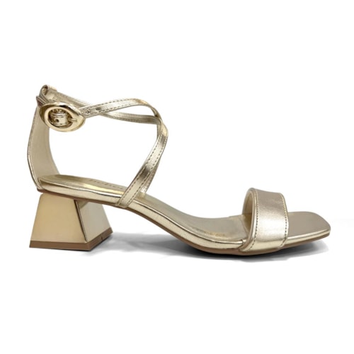 Detalhe - Sandália Bebecê Salto Bloco Baixo T5264-164 Dourado