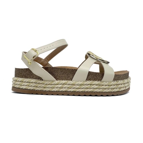 Detalhe - Sandália Beira Rio Papete Flatform 8546.207 Branco Off