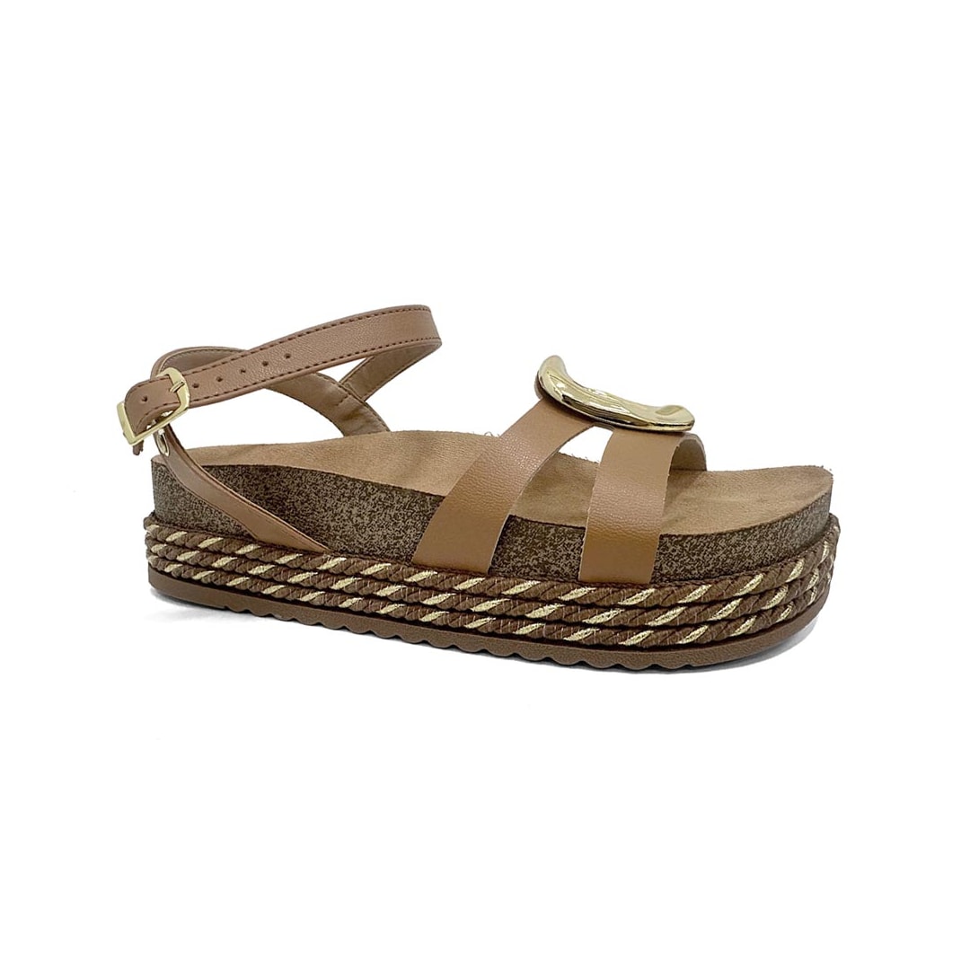 Sandália Beira Rio Papete Flatform 8546.207 Camel
